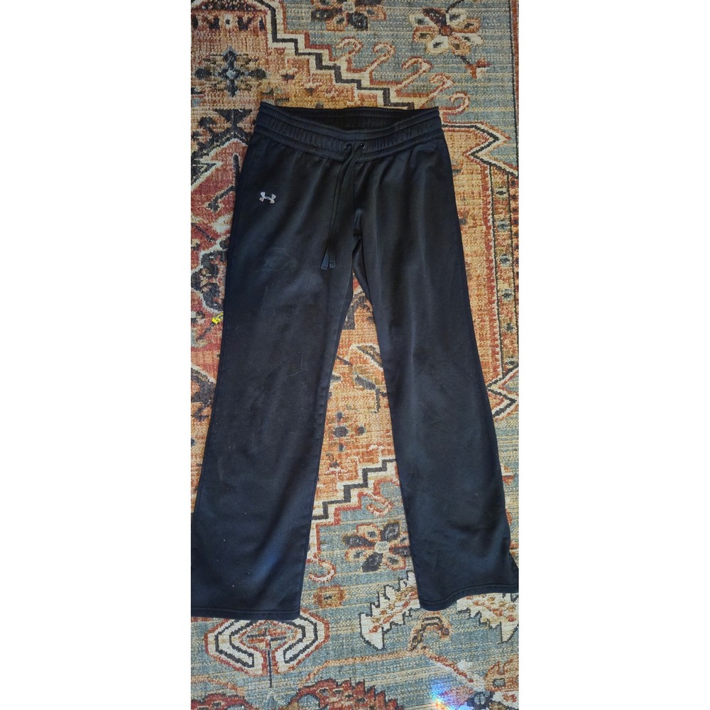 Under Armour Mens Fleece Lined Sweatpants Black Straight Leg Drawstring Small‎